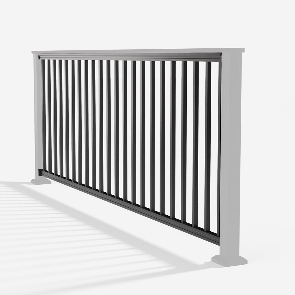 Keylink Chesapeake Series Square Baluster Railing in textured black β kit components (ghosted)