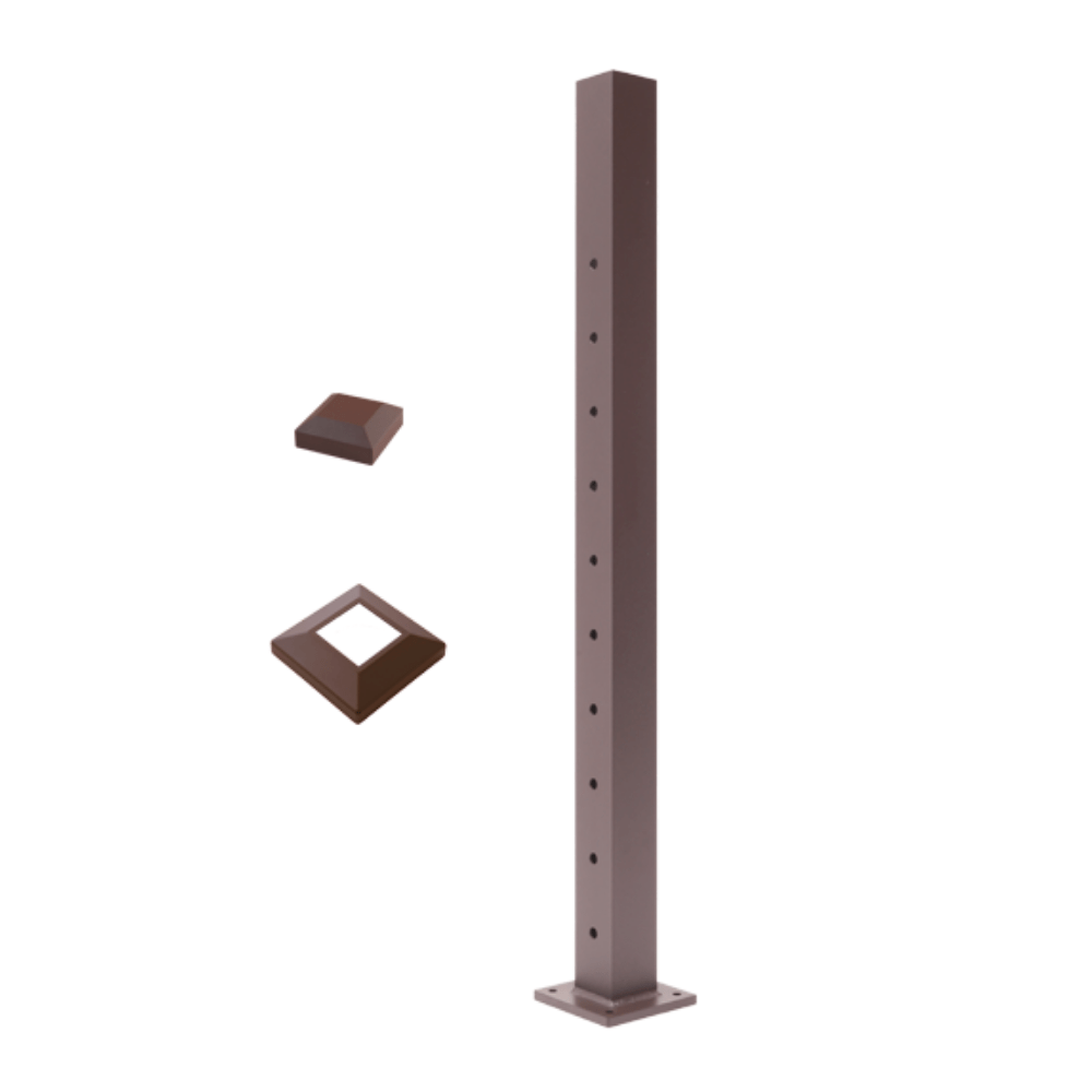 Deckorators Deckorators Cable Railing Posts 36" / Level End Post / Textured Weathered Brown ALX 2-1/2" Horizontal Cable Rail Posts | Deckorators