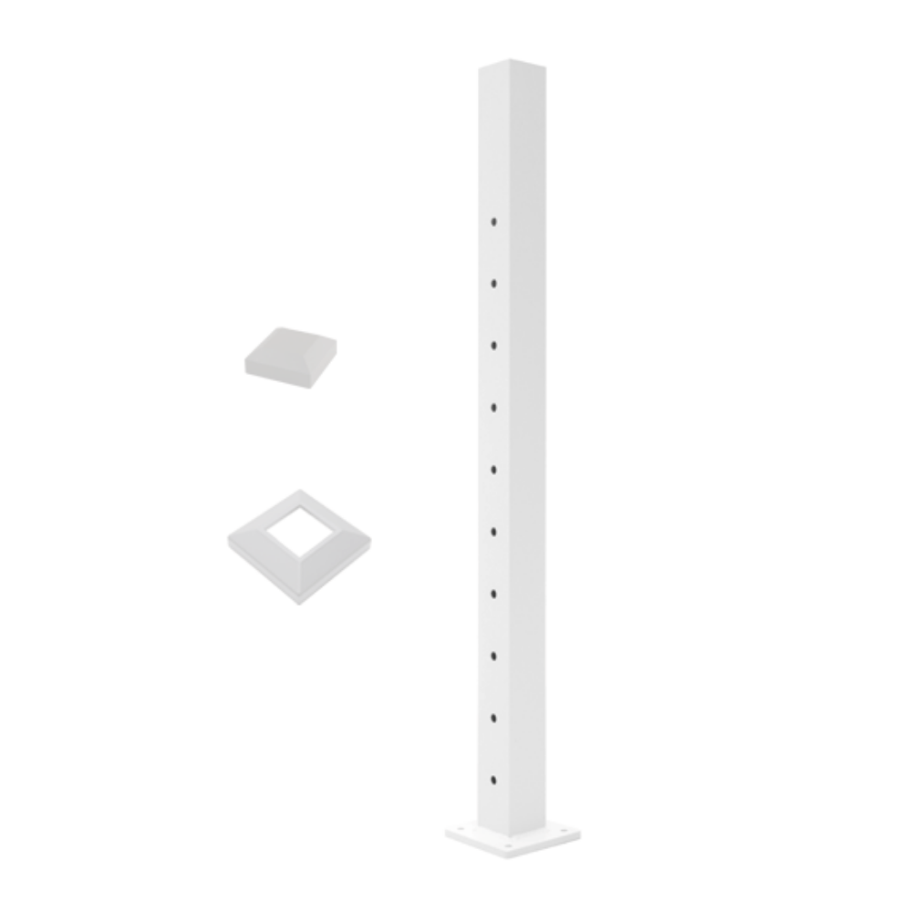 Deckorators Deckorators Cable Railing Posts 36" / Level End Post / Textured White ALX 2-1/2" Horizontal Cable Rail Posts | Deckorators