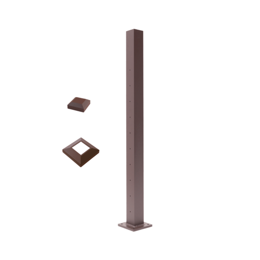 Deckorators Deckorators Cable Railing Posts 36" / Level Line Post / Textured Weathered Brown ALX 2-1/2" Horizontal Cable Rail Posts | Deckorators