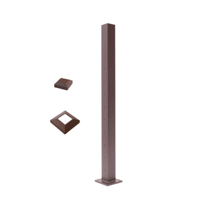 Deckorators Deckorators Cable Railing Posts 36" / Level Line Post / Textured Weathered Brown ALX 2-1/2" Horizontal Cable Rail Posts | Deckorators