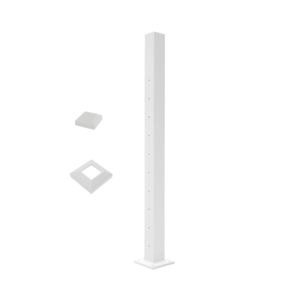 Deckorators Deckorators Cable Railing Posts 36" / Level Line Post / Textured White ALX 2-1/2" Horizontal Cable Rail Posts | Deckorators