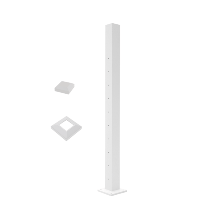 Deckorators Deckorators Cable Railing Posts 36" / Level Line Post / Textured White ALX 2-1/2" Horizontal Cable Rail Posts | Deckorators