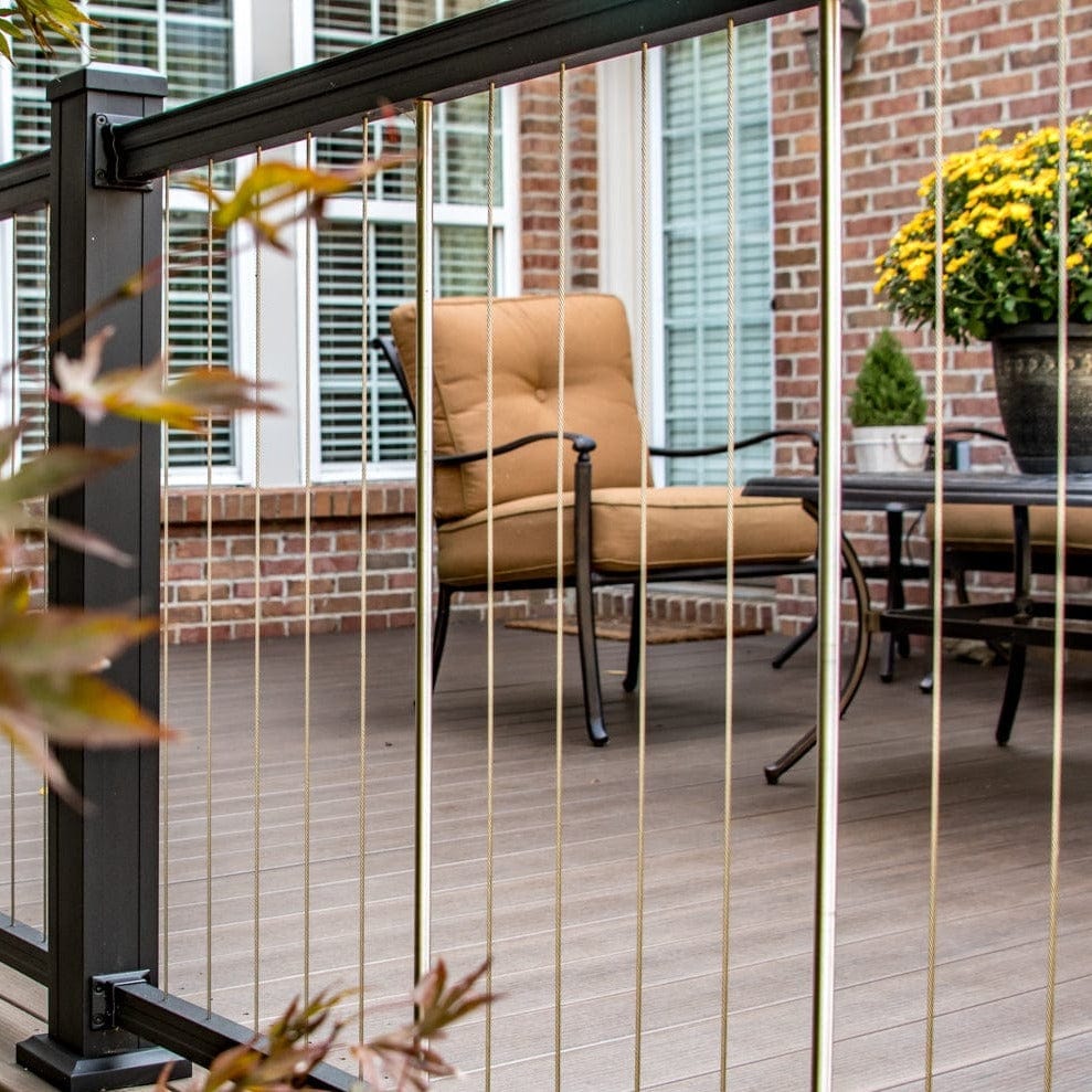 Keylink Vertical Cable Rail Textured Black / 36" / 6' Level Keylink American Series Vertical Cable Railing System 122111366-11, 122112366-11, 122111368-11, 122112368-11, 122111366-13, 122112366-13, 122111368-13, 122112368-13