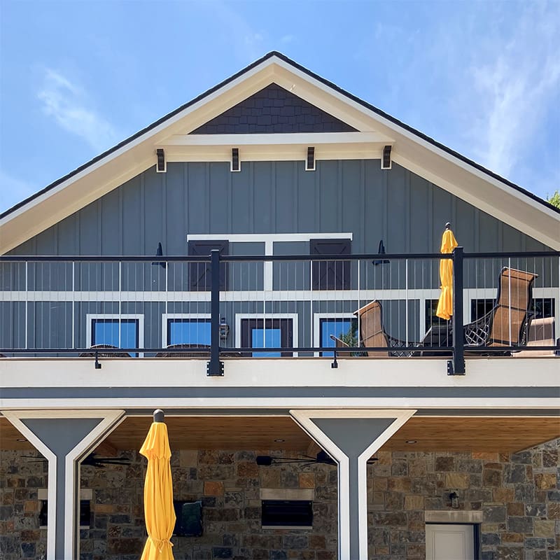 Key-Link Fascia Mount System used on a lakehouse deck
