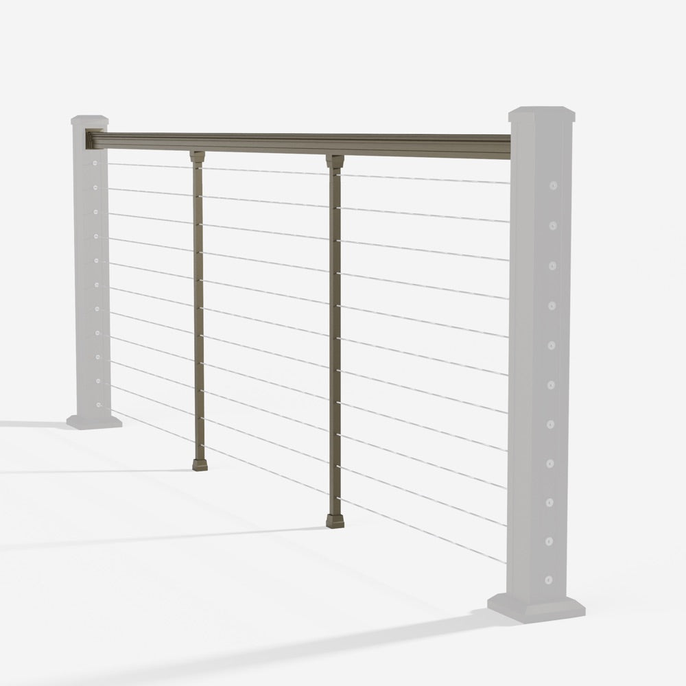 Keylink American Series Horizontal Cable Top Rail Kit in oil rubbed bronze — kit components (ghosted)
