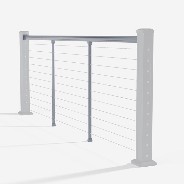 Keylink American Series Horizontal Cable Top Rail Kit in satin storm — kit components (ghosted)