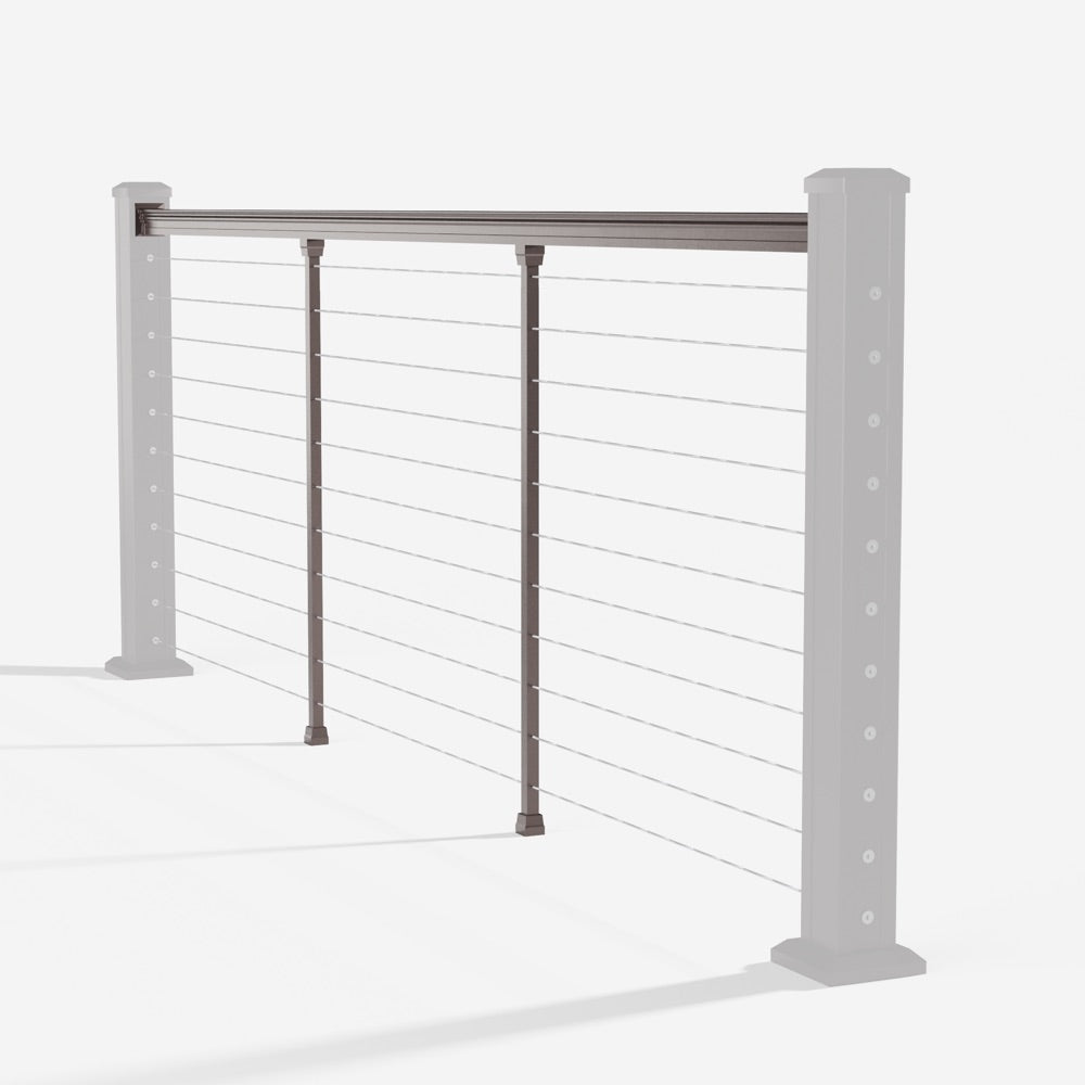 Keylink American Series Horizontal Cable Top Rail Kit in textured bronze — kit components (ghosted)