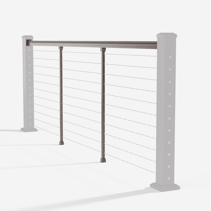 Keylink American Series Horizontal Cable Top Rail Kit in textured bronze — kit components (ghosted)