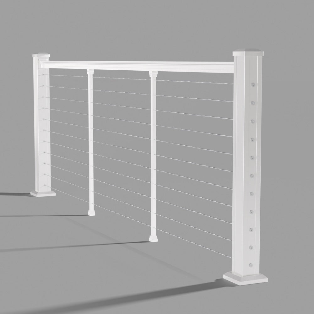 Keylink American Series Horizontal Cable Top Rail Kit in textured white — kit components (ghosted)