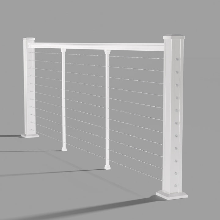Keylink American Series Horizontal Cable Top Rail Kit in textured white — kit components (ghosted)