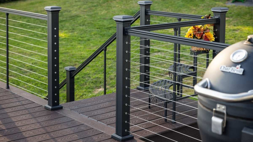 Keylink American Series horizontal cable railing on a deck
