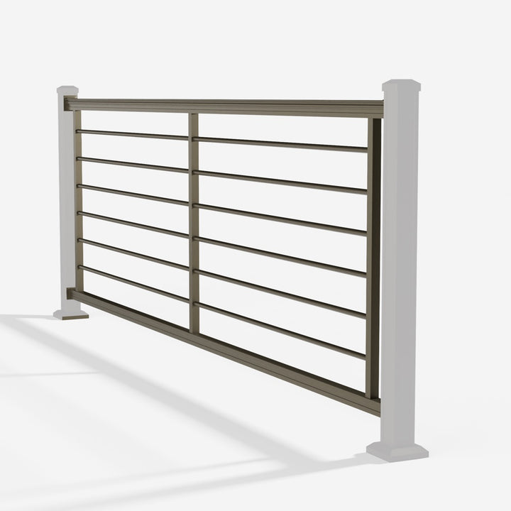 Keylink American Series Horizontal Aluminum Rod Railing in oil rubbed bronze — kit components (ghosted)