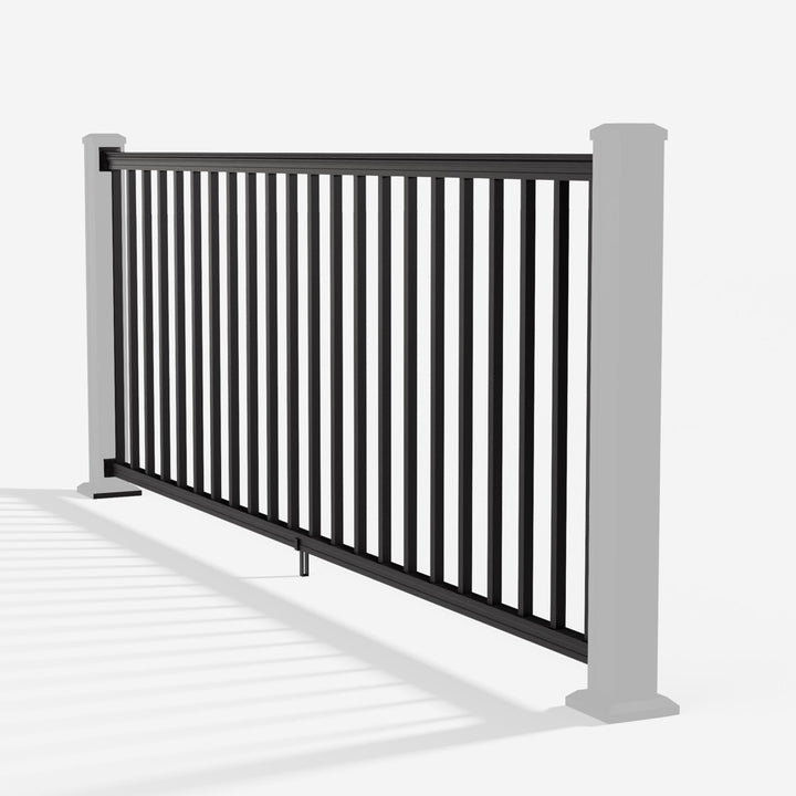 Keylink American Series Aluminum Railing Kit in matte black — kit components (ghosted)
