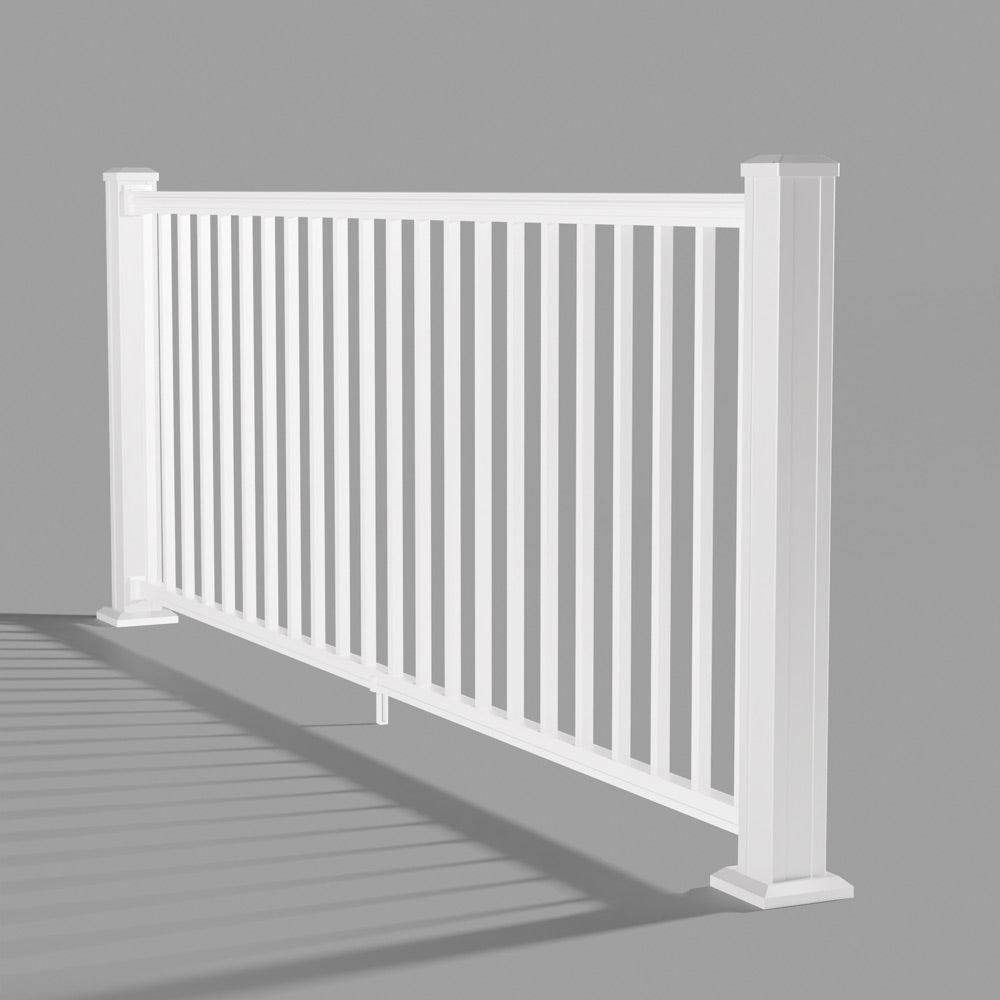 Keylink American Series Aluminum Railing Kit in matte white — kit components (ghosted)