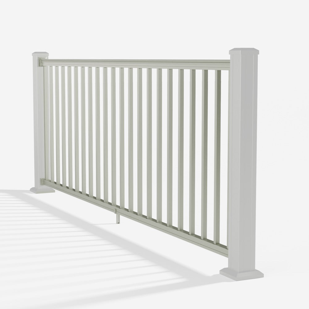Keylink American Series Aluminum Railing Kit in satin smoke — kit components (ghosted)