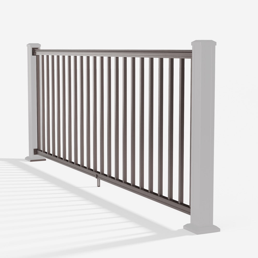 Keylink American Series Aluminum Railing Kit in textured bronze — kit components (ghosted)