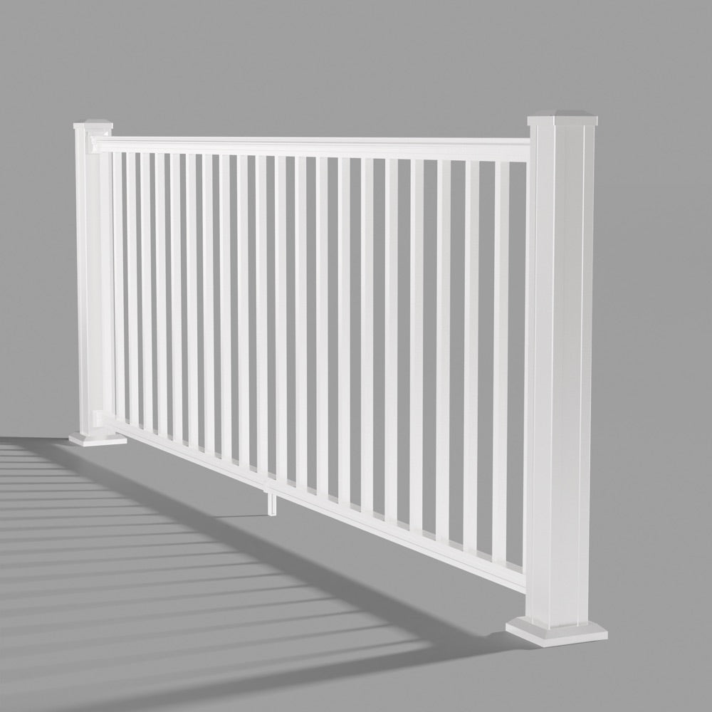 Keylink American Series Aluminum Railing Kit in textured white — kit components (ghosted)
