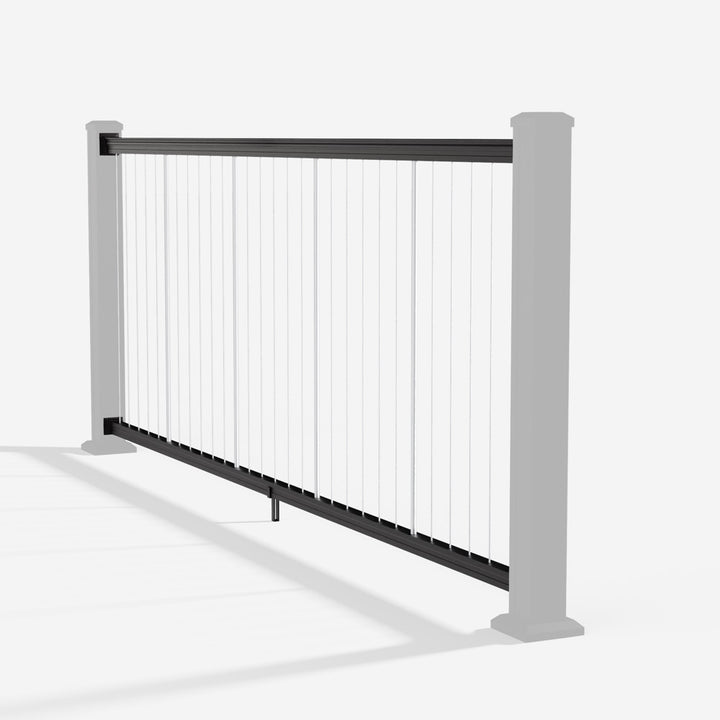 Keylink American Series Vertical Cable Railing Kit in matte black — kit components (ghosted)