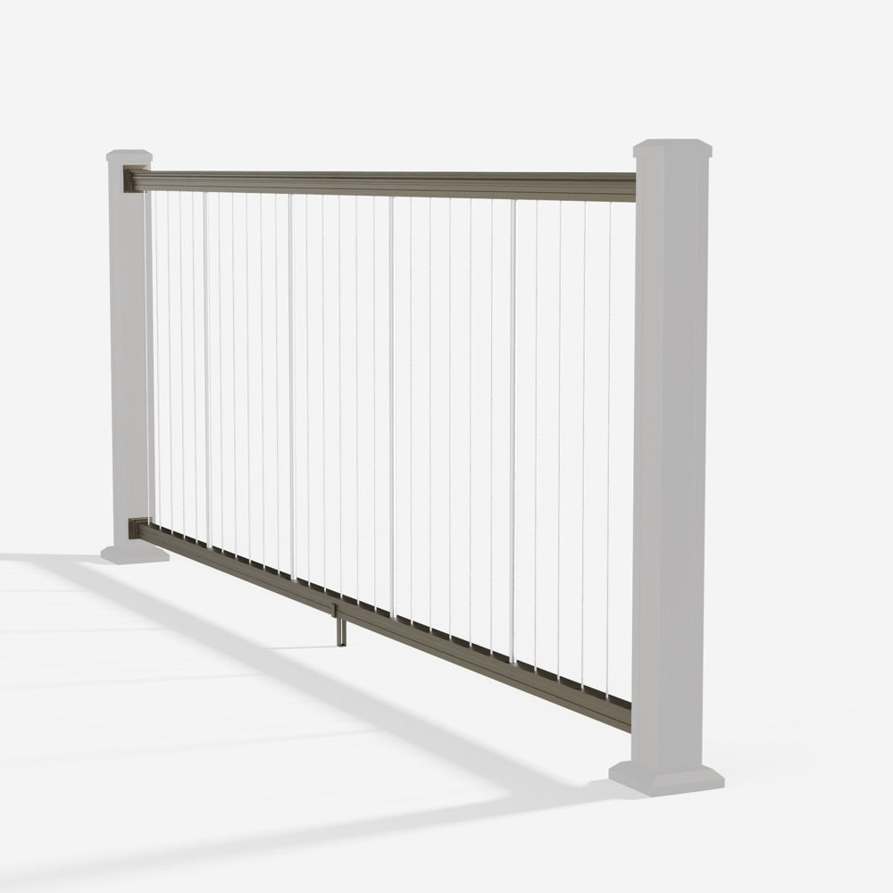 Keylink American Series Vertical Cable Railing Kit in oil rubbed bronze — kit components (ghosted)