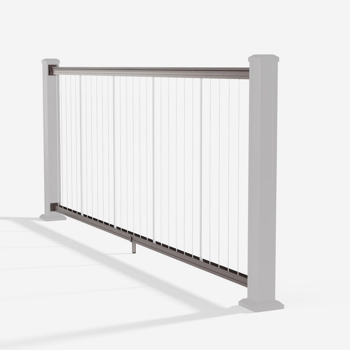 Keylink American Series Vertical Cable Railing Kit in textured bronze — kit components (ghosted)