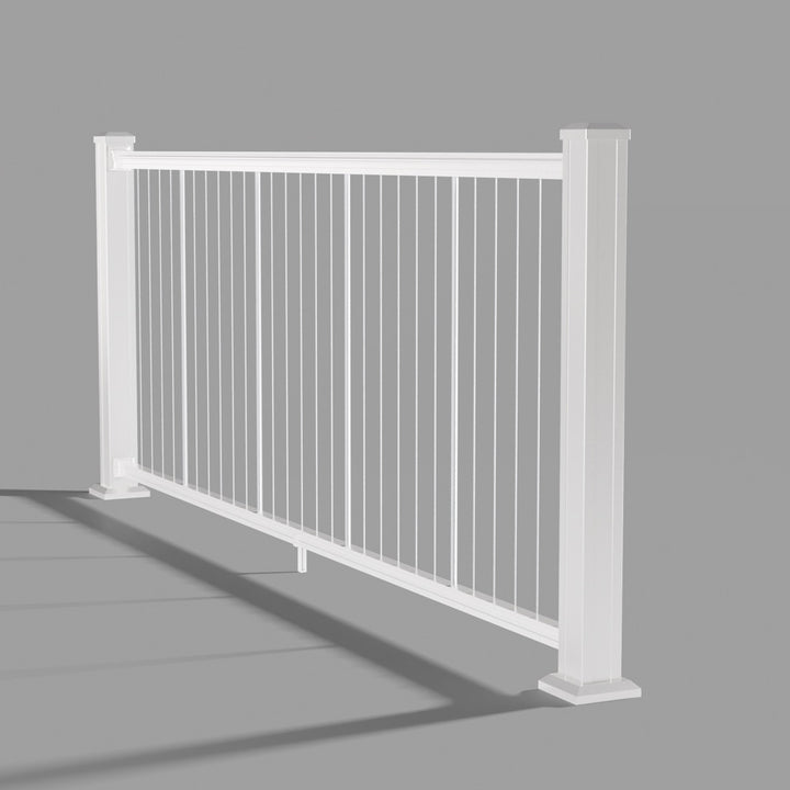 Keylink American Series Vertical Cable Railing Kit in textured white — kit components (ghosted)