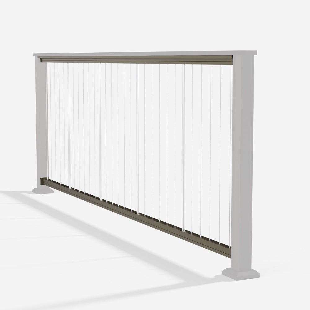 Keylink Chesapeake Series Vertical Cable Drink Railing in oil rubbed bronze — kit components (ghosted)