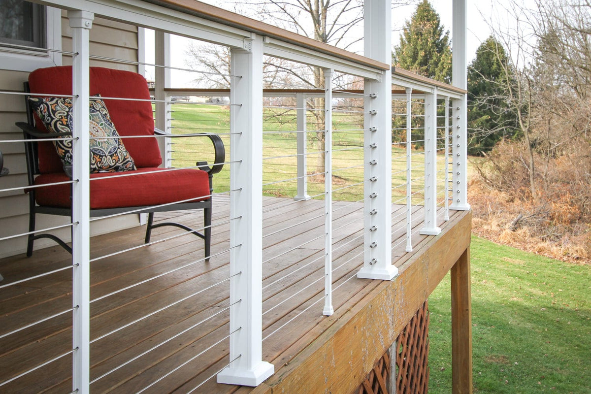 Keylink external cable railing fitting installed on a level run