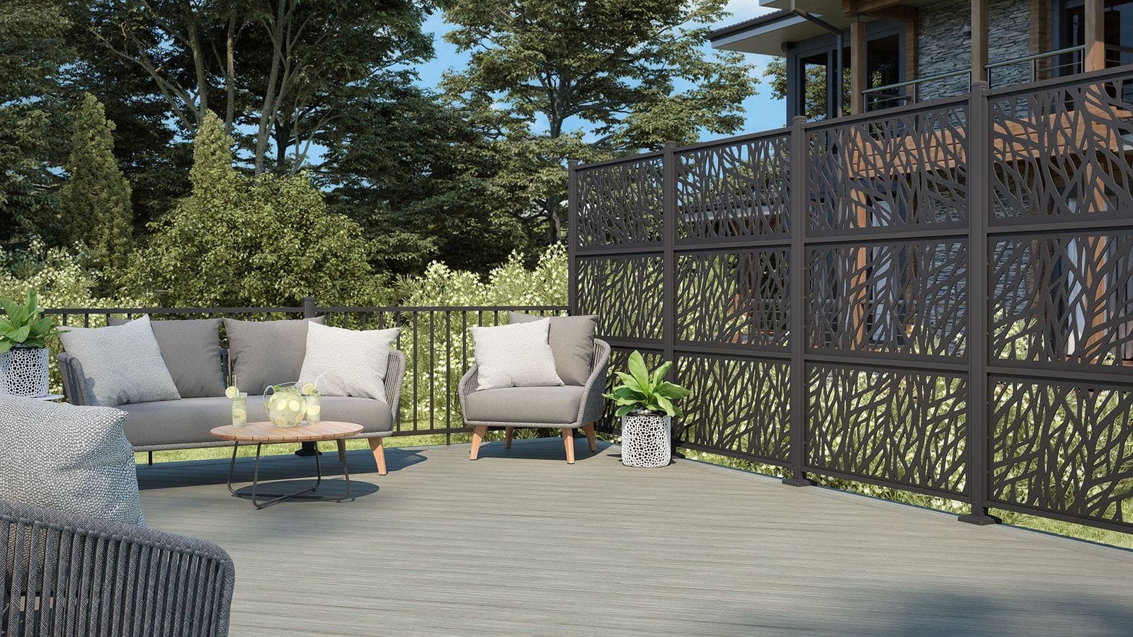 Deckorators privacy screens on a residential deck