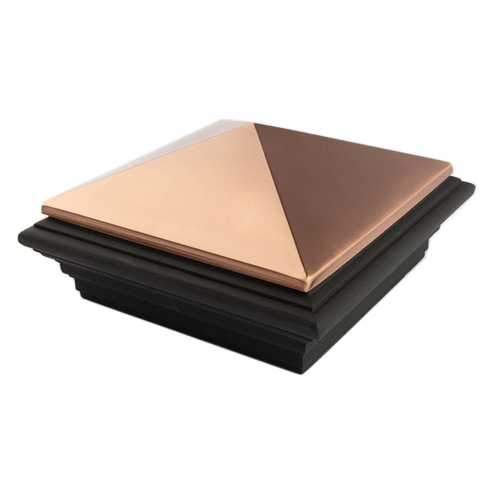 Deckorators Postcover Cap Copper with Woodland Gray Trim Deckorators Cast Stone Postcover Cap