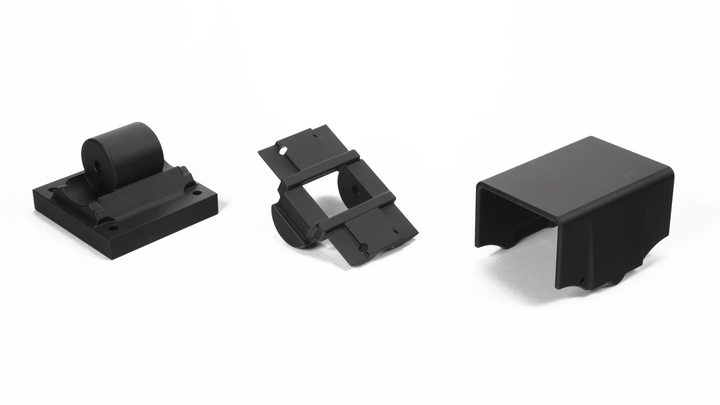 Deckorators Railing Hardware Textured Black Deckorators ALX Contemporary Top and Bottom Rail Stair Brackets