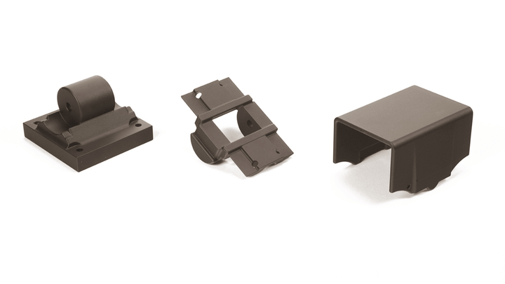 Deckorators Railing Hardware Textured Bronze Deckorators ALX Contemporary Top and Bottom Rail Stair Brackets