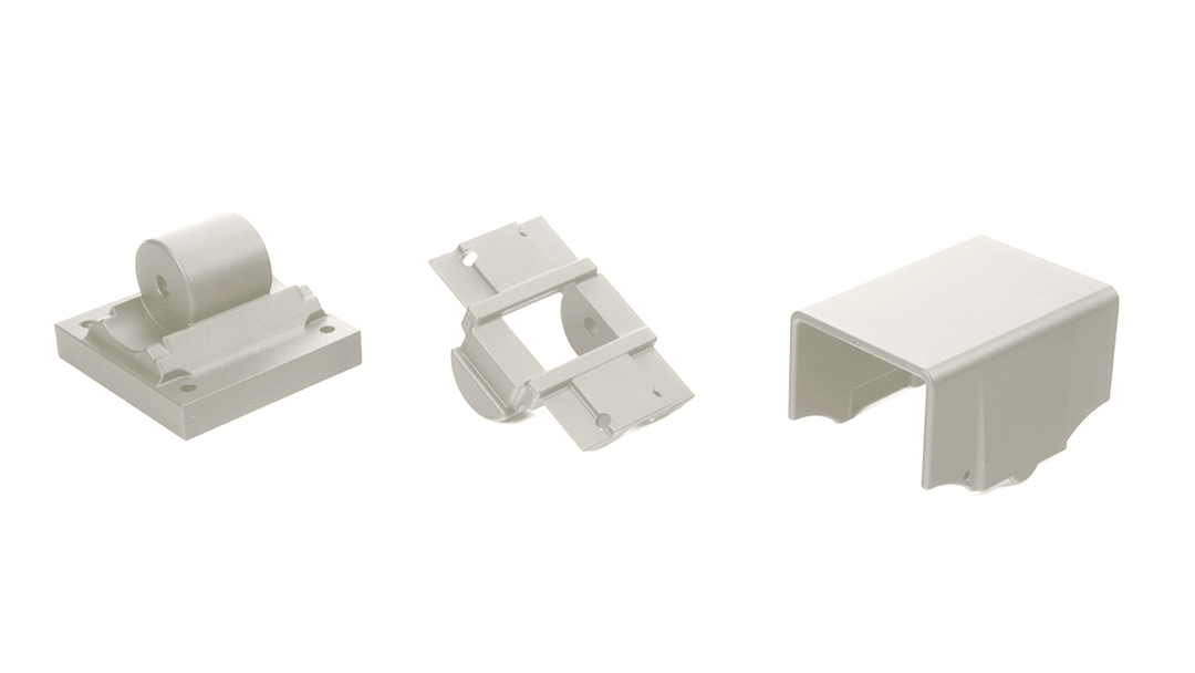 Deckorators Railing Hardware Textured White Deckorators ALX Contemporary Top and Bottom Rail Stair Brackets