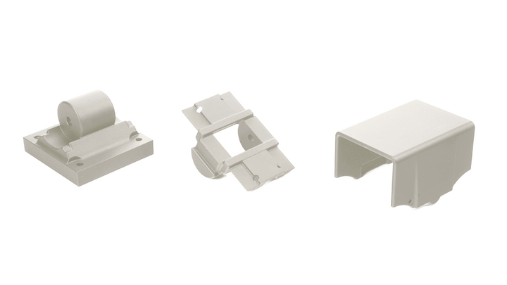 Deckorators Railing Hardware Textured White Deckorators ALX Contemporary Top and Bottom Rail Stair Brackets