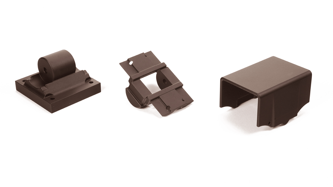 Deckorators Railing Hardware Weathered Brown Deckorators ALX Contemporary Top and Bottom Rail Stair Brackets