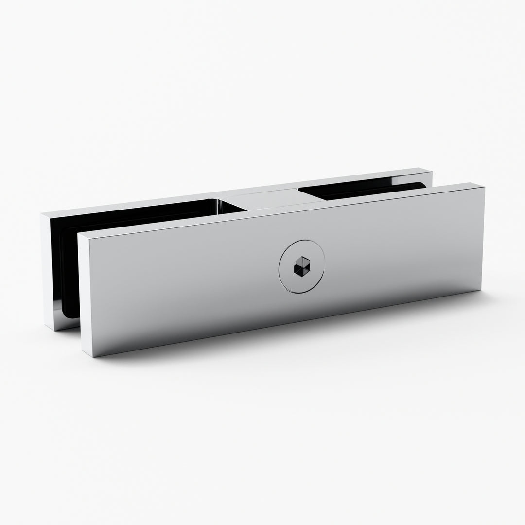 IG Railing 180° straight glass connector in polished stainless steel