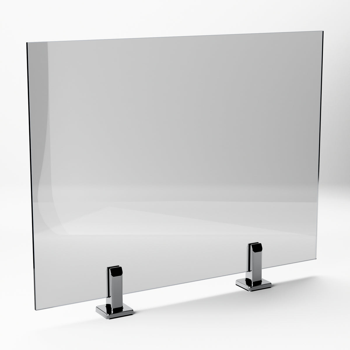 IG Railing frameless glass panel on two stainless spigots, front view