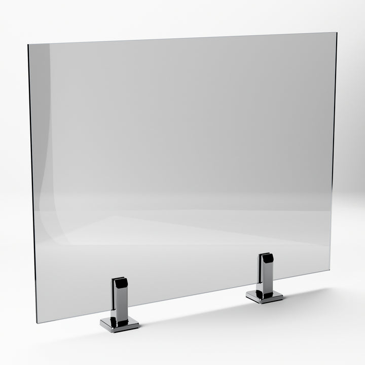 IG Railing frameless glass panel on two stainless spigots, front view