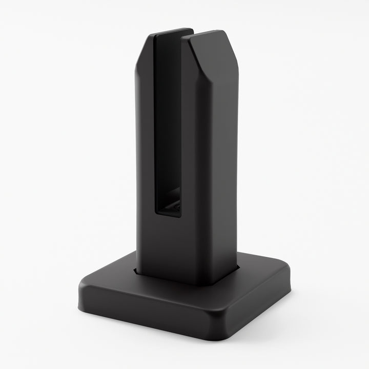 IG Railing glass spigot in matte black, three-quarter view