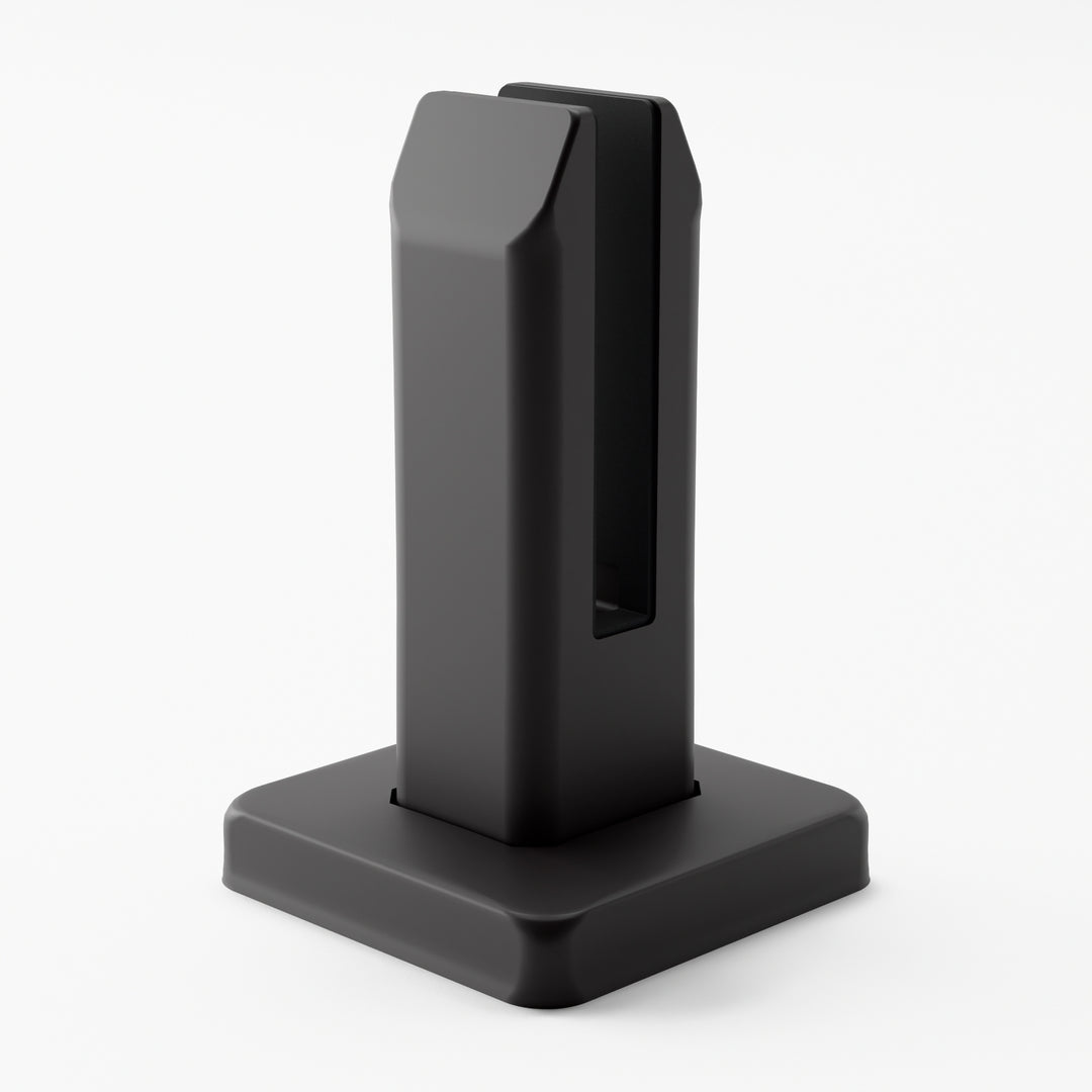 IG Railing glass spigot in matte black, rear three-quarter view