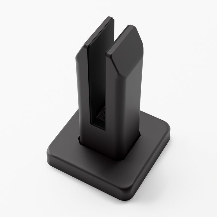 IG Railing glass spigot in matte black, high three-quarter view