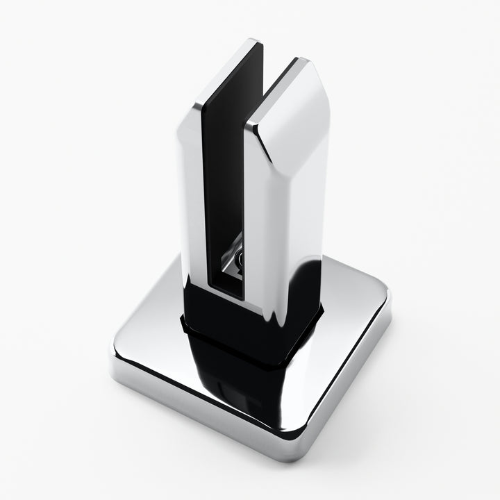 IG Railing glass spigot in polished stainless steel, high three-quarter view