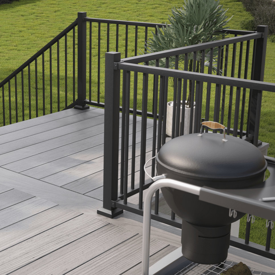 Keylink Railing Aluminum Railing Textured Black / 36"x6' Stair Keylink Discovery Series Aluminum Railing with Square Balusters