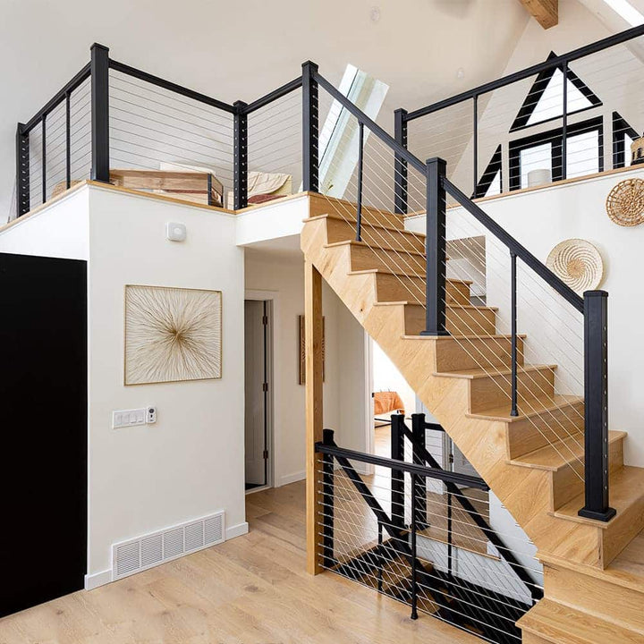 Keylink American Series Horizontal Cable Rail Textured Black / 36" / 6' Stair Keylink American Series Horizontal Cable Top Rail Kit