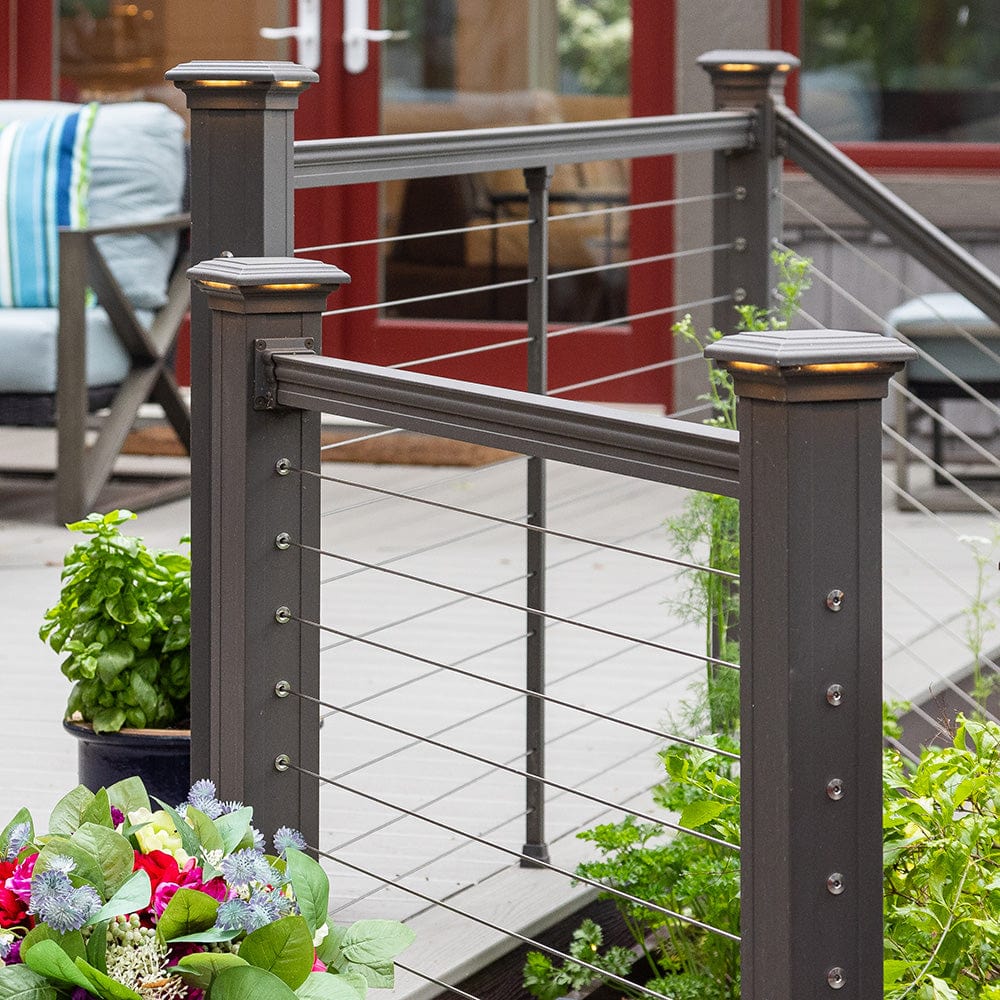 Keylink American Series Horizontal Cable Top Rail Kit in textured bronze 6' level section