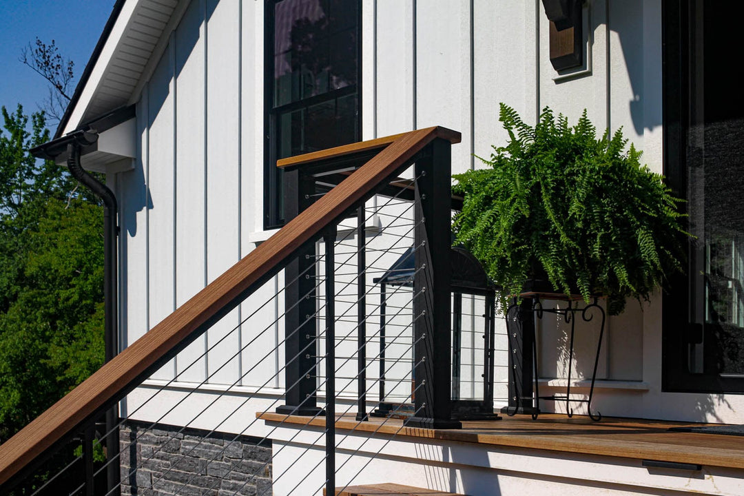 Keylink Chesapeake Horizontal Coastal Textured Black / 36" / 6' Stair Keylink Coastal Finish Chesapeake Series Top Rail Cable Drink Rail Kit