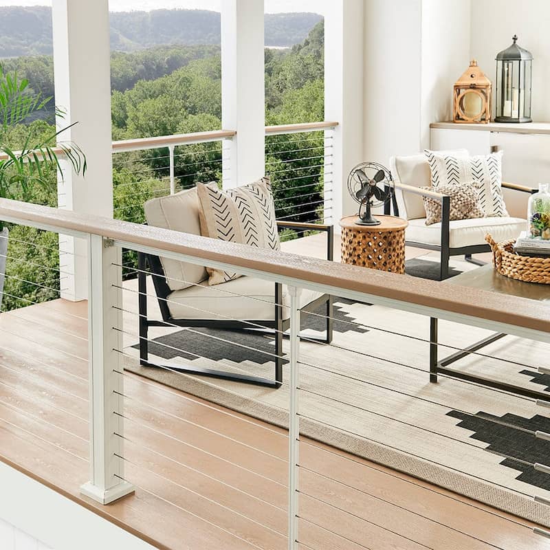 Keylink Chesapeake Horizontal Coastal Textured Black / 36" / 8’ Level Keylink Coastal Finish Chesapeake Series Top Rail Cable Drink Rail Kit