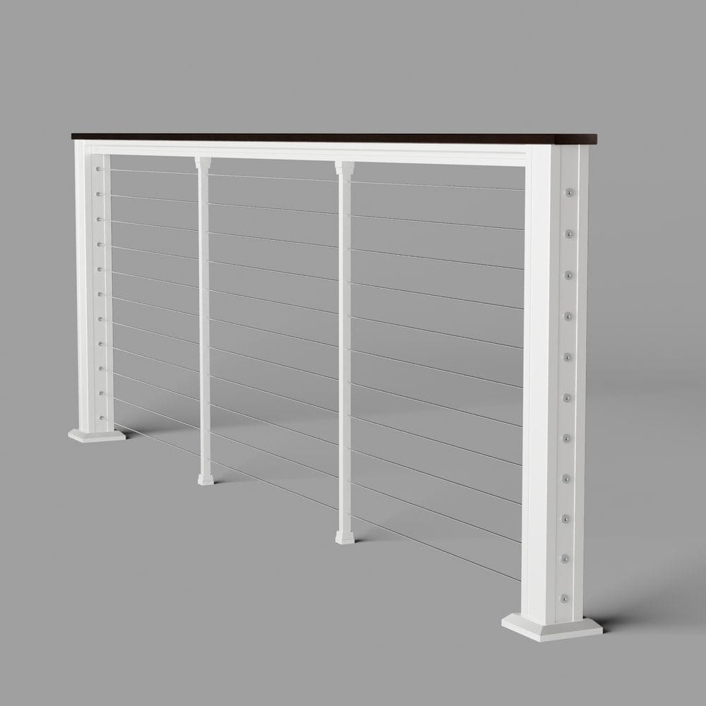 Keylink Chesapeake Horizontal Matte White / 36" / 6’ Level Keylink Chesapeake Series Top Rail Cable Drink Rail Kit