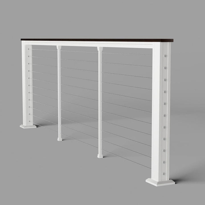 Keylink Chesapeake Horizontal Matte White / 36" / 6’ Level Keylink Chesapeake Series Top Rail Cable Drink Rail Kit