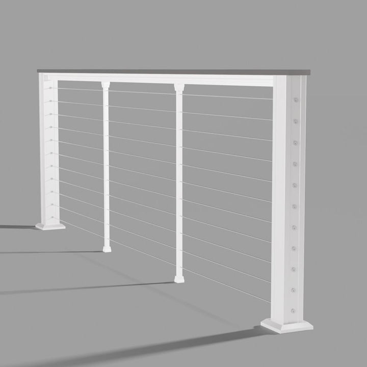 Keylink Chesapeake Horizontal Matte White / 36" / 6’ Level Keylink Chesapeake Series Top Rail Cable Drink Rail Kit